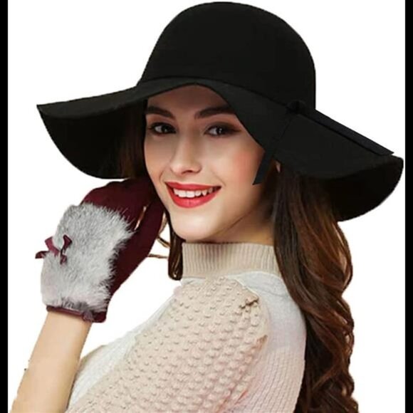 Women\'s Foldable Wide Brim Retro Fedora Floppy Felt Bowler Hat